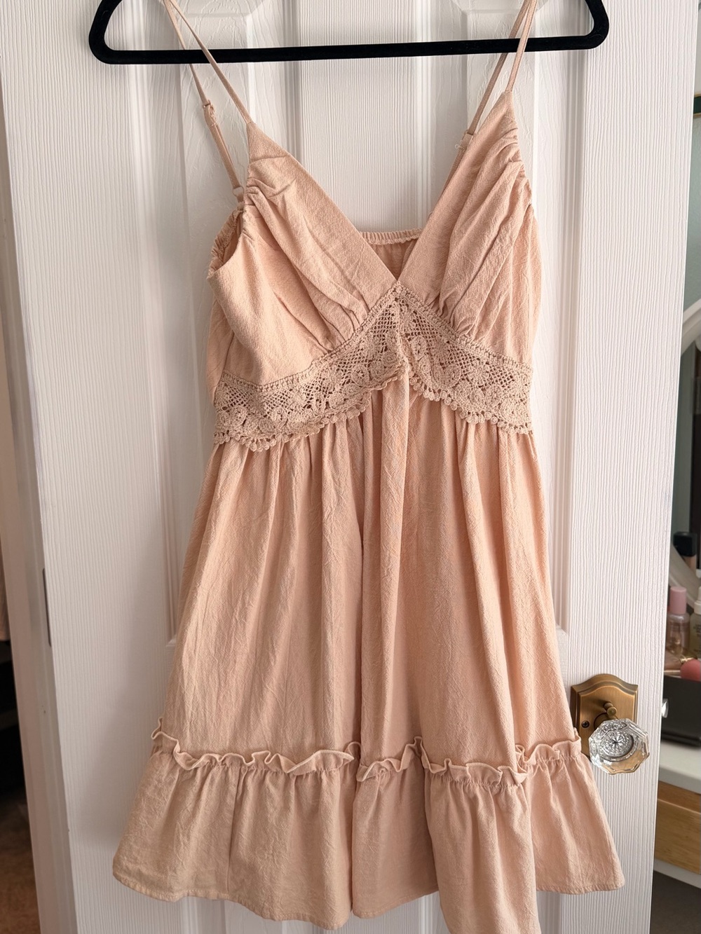 Lace-Trim Peach Boho Sun Dress